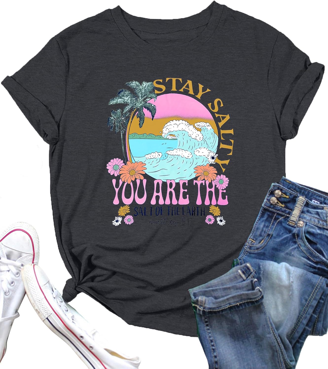 Christian Bible Verse Tshirt Summer Beach Graphic Tees Hawaiian Tops