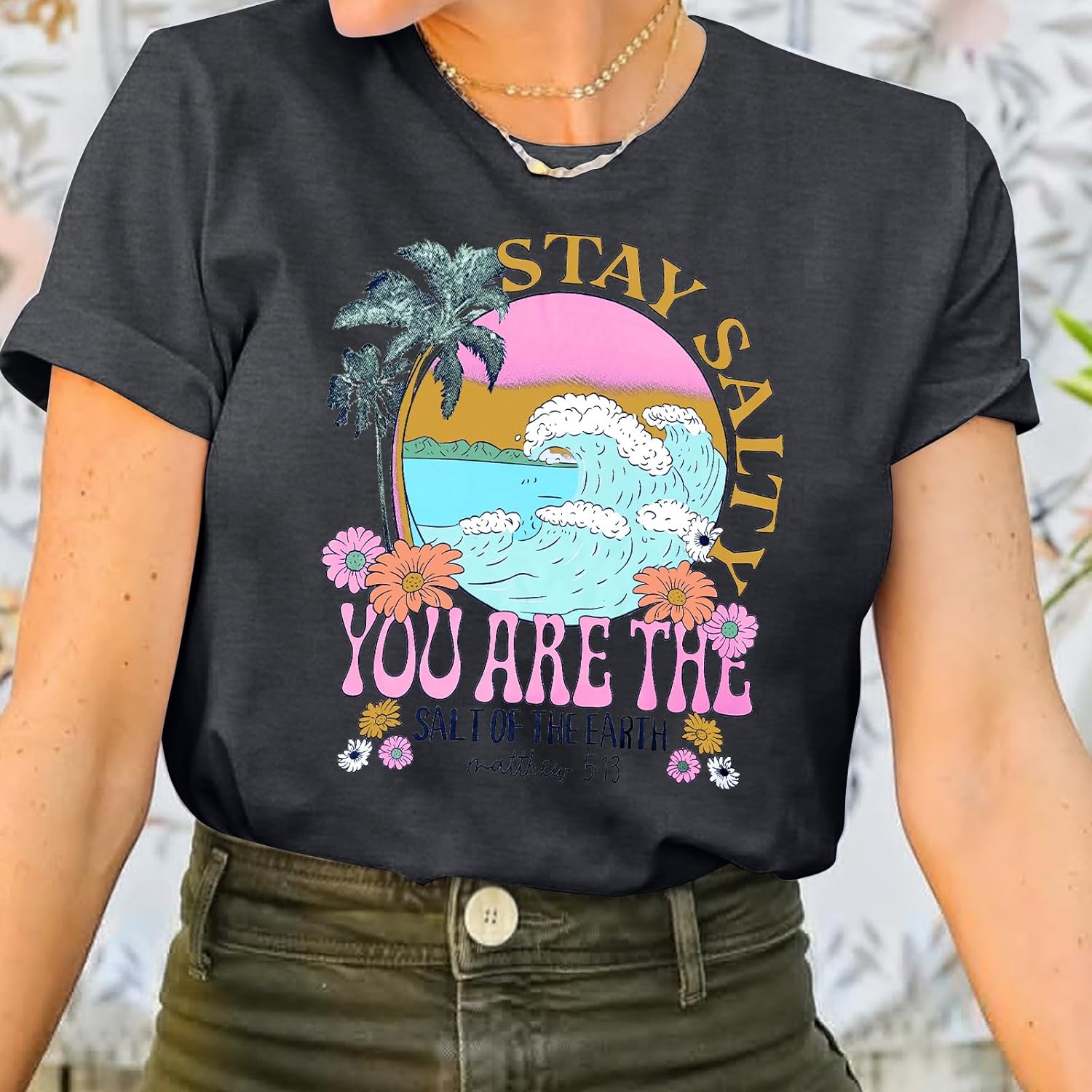 Christian Bible Verse Tshirt Summer Beach Graphic Tees Hawaiian Tops