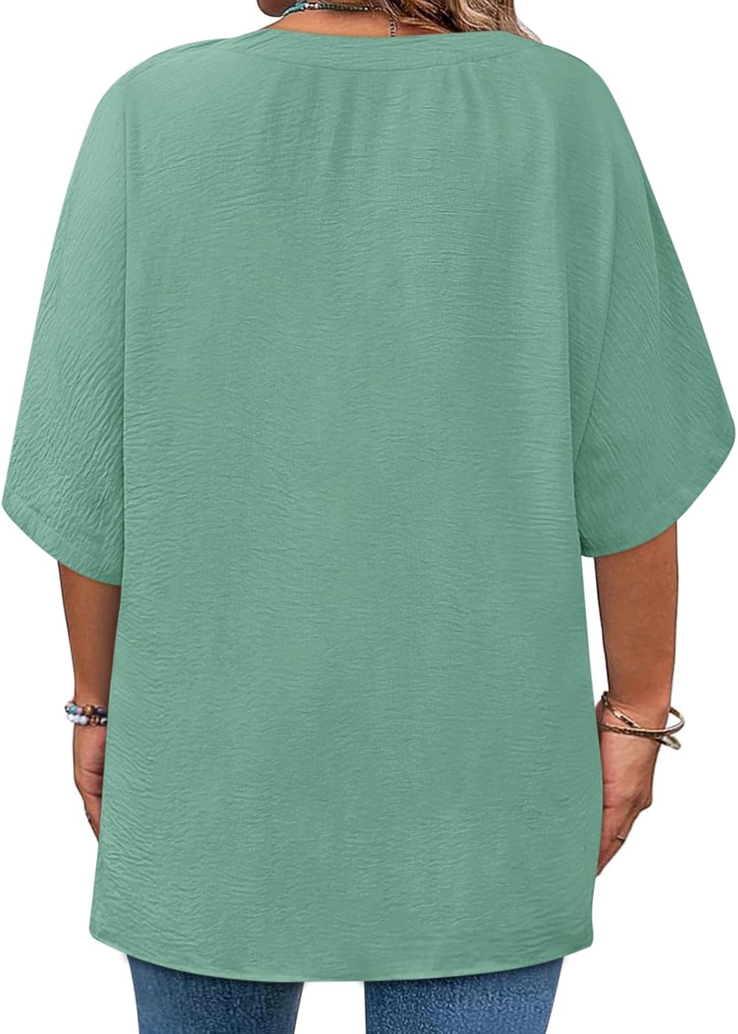 Womens Plus Size Tops Short Sleeve V Neck Tee Blouse Summer Loose Fit Casual Tunic Top