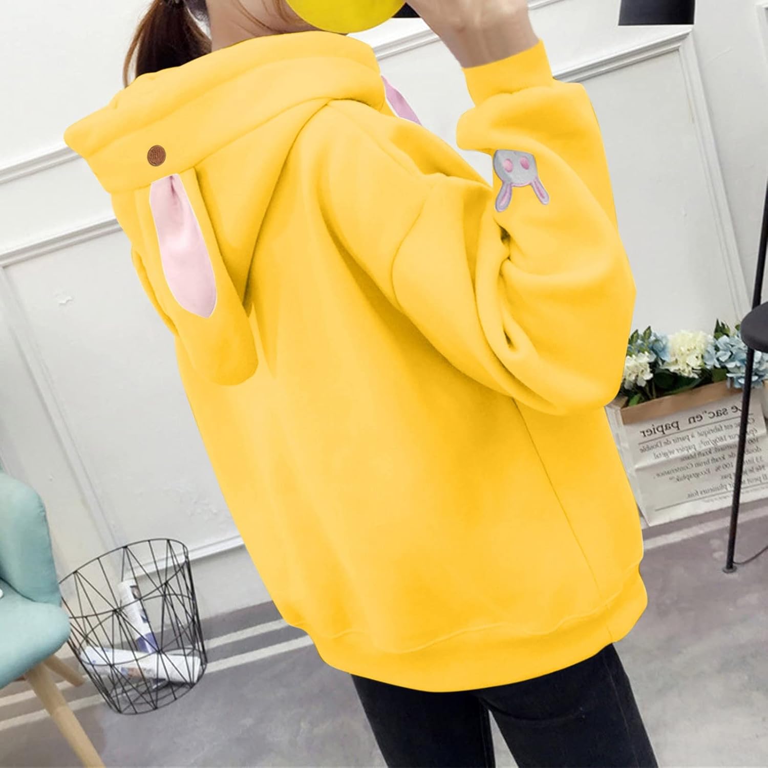 Bunny Ears Hoodie Kawaii Winter Hooded Design with Ear Decoration with Hood Hoodies Animal Cute Rabbit Ear