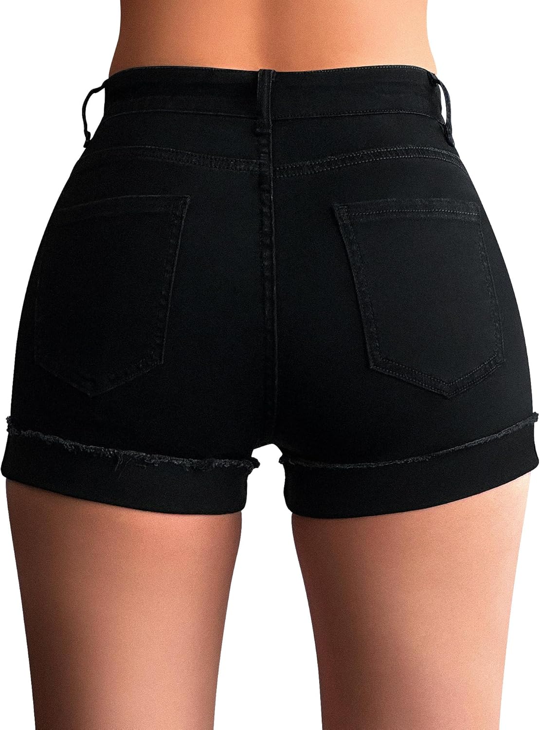 Women's Ripped Mid Rise Stretchy Denim Jeans Shorts
