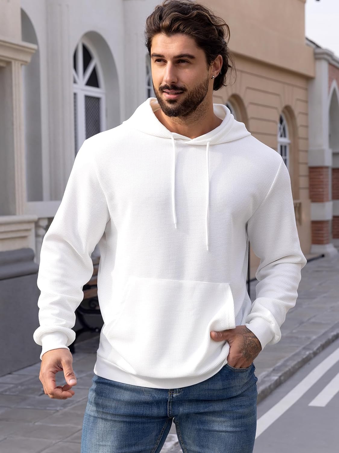 Men's Hoodie Casual Long Sleeve Drawstring Hoodies Pullover Sweatshirts With Pocket