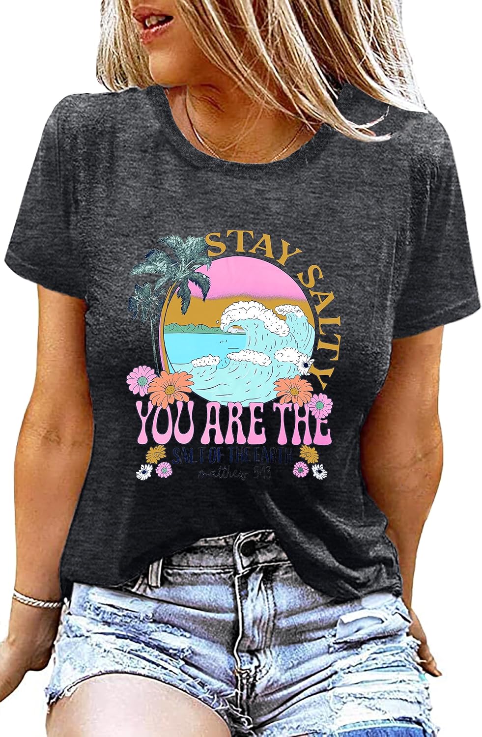 Christian Bible Verse Tshirt Summer Beach Graphic Tees Hawaiian Tops