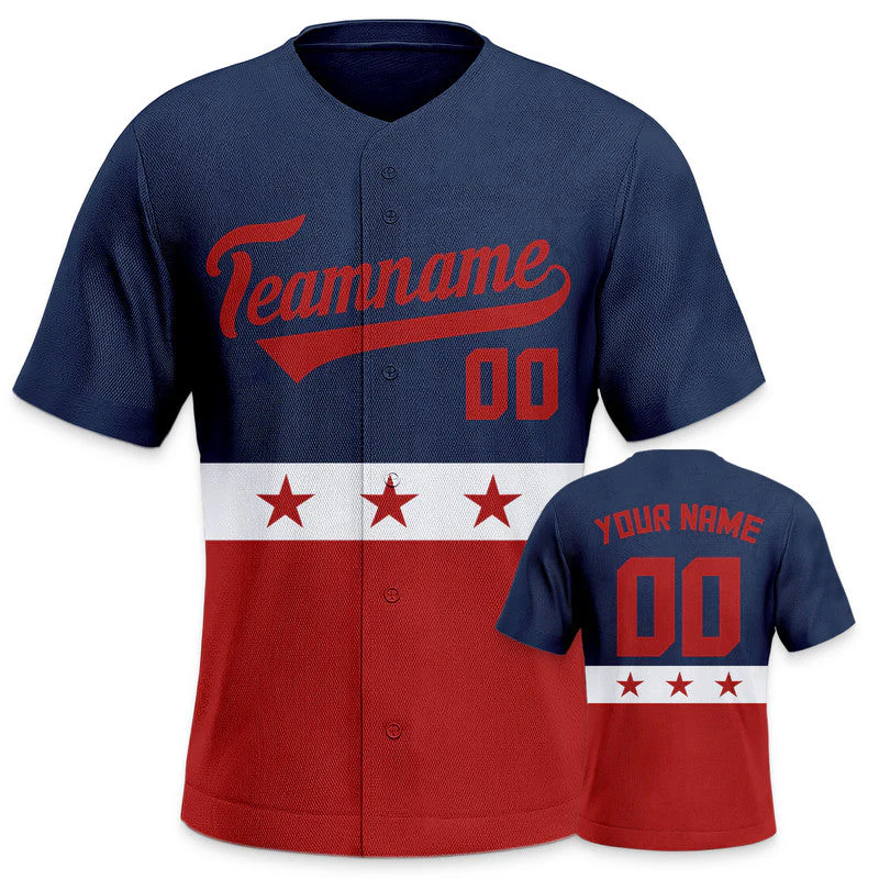 Custom Navy White-Red Creative  Cool Concept Authentic Baseball Jersey