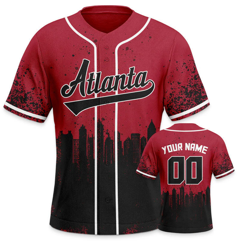 Custom 3D Graffiti Red Black-White Authentic Baseball Silhouette Jersey